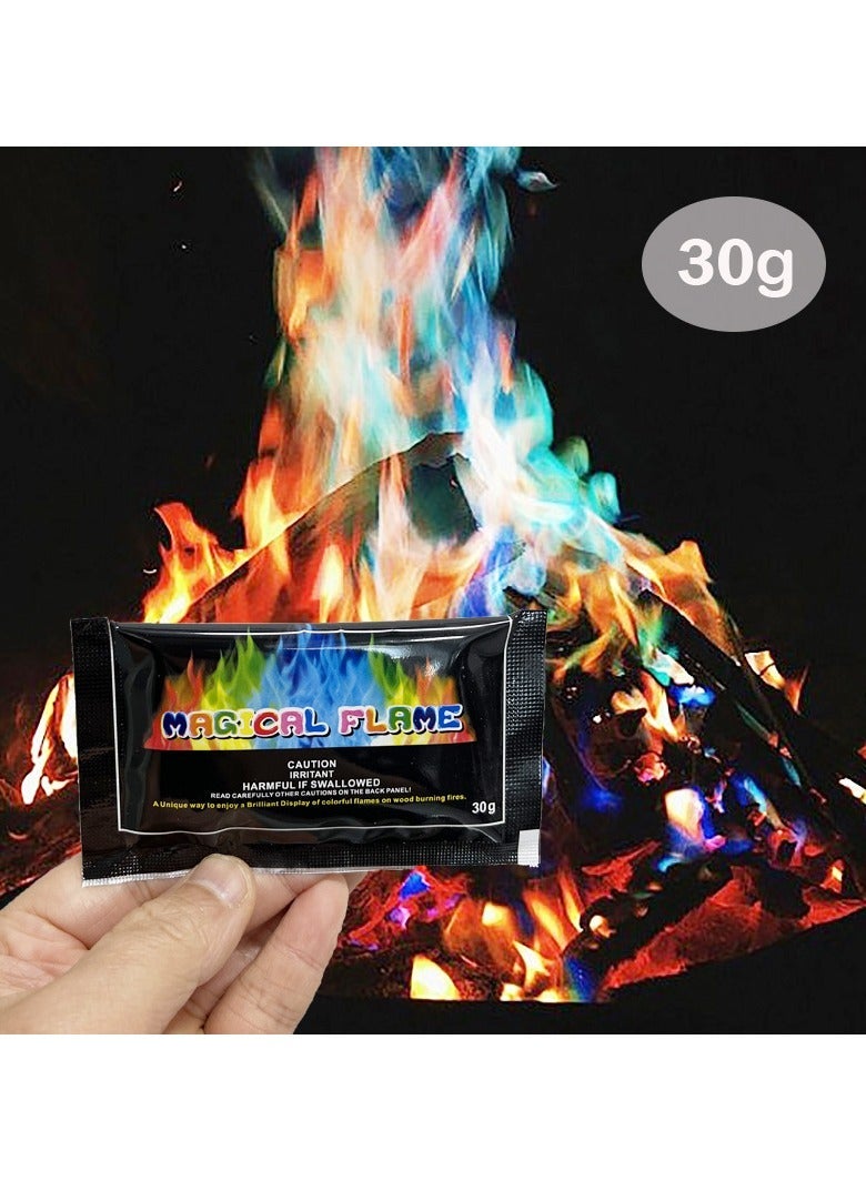 Magic Flame Fire Color Changing Pack - 12 Fire Color Packs for Fire Pits, Fireplaces, Bonfire Accessories - Camping Party Outdoor Supplies (30g per Pack) - Image 1